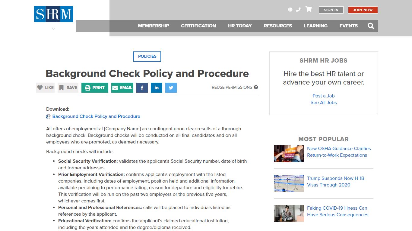Background Check Policy and Procedure - SHRM